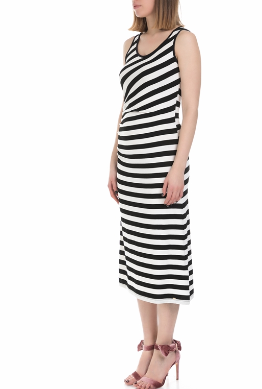 GAS-Γυναικείο μακρύ φόρεμα GAS άσπρο - μαύρο